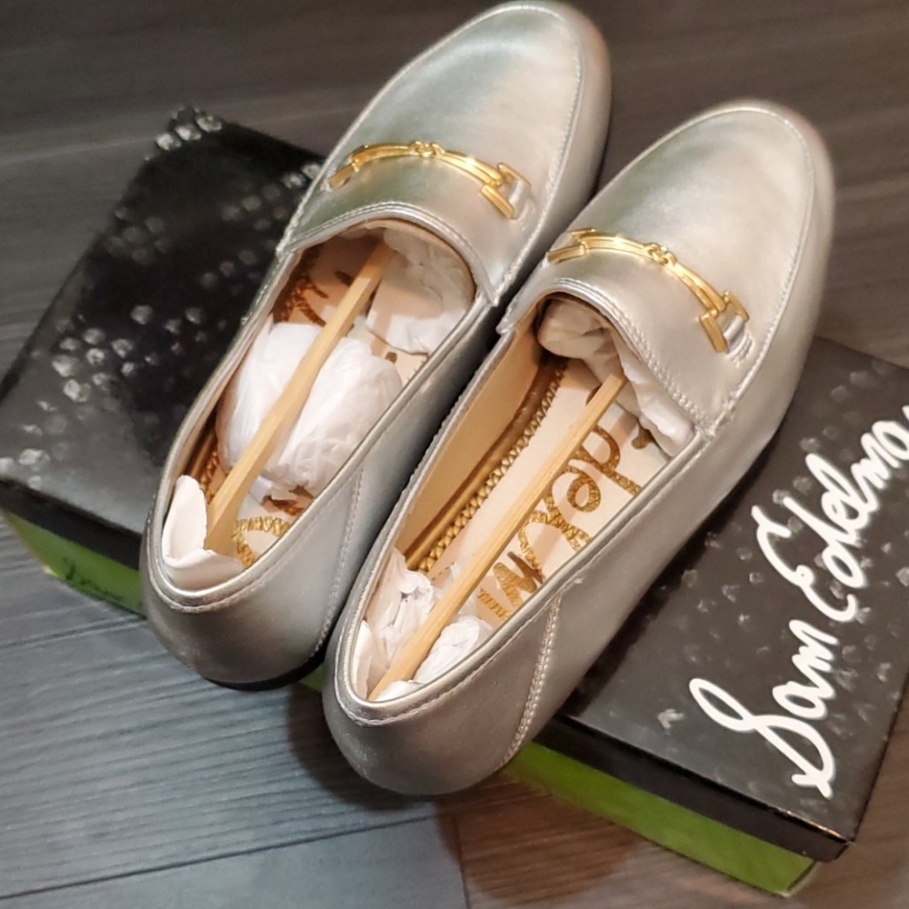 Sam Edelman Loraine Silver Leather Loafers - Picture 5 of 7